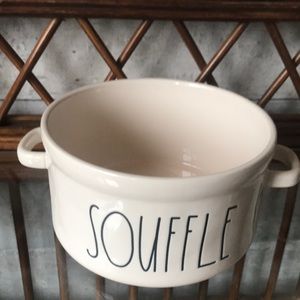 Rae Dunn ceramic SOUFFLÉ bowl with handles